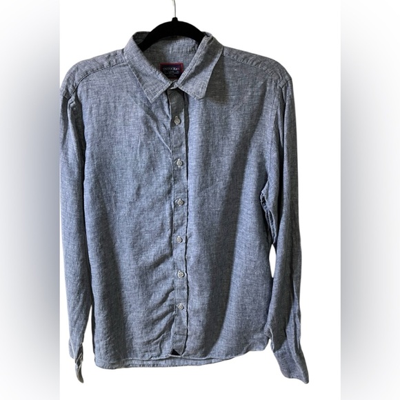 Untuckit SlimFit Blue Linen Shirt Sz Large - Picture 1 of 11